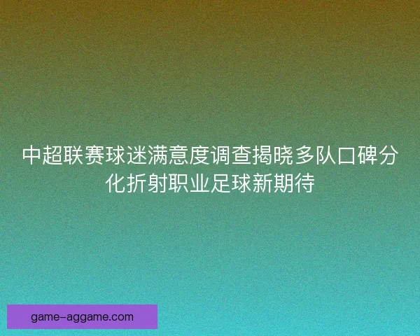 中超联赛球迷满意度调查揭晓多队口碑分化折射职业足球新期待